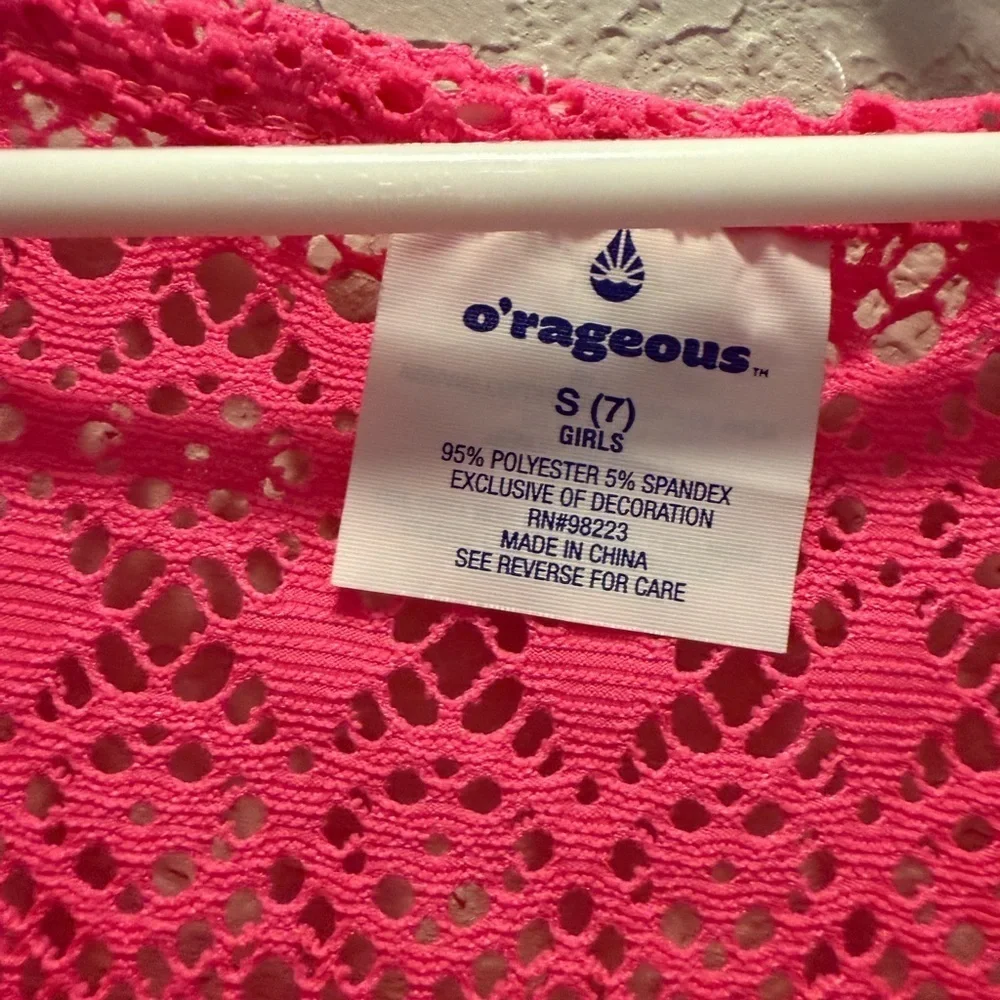 O’rageous girls hot pink swimsuit cover size small 7